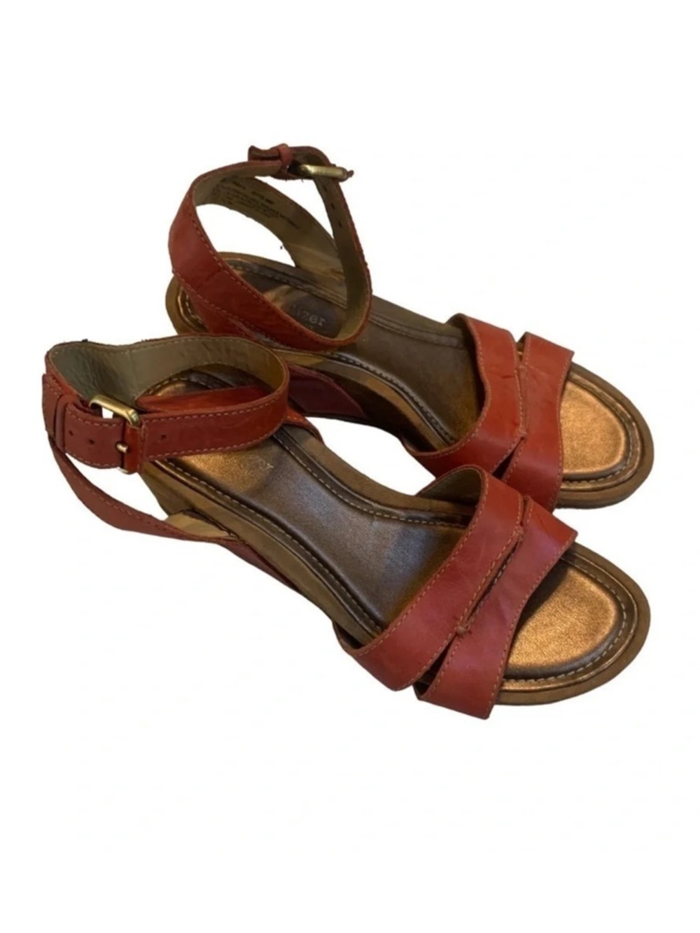 Naturalizer Panya Red Leather Ankle Wrap Wedges 9